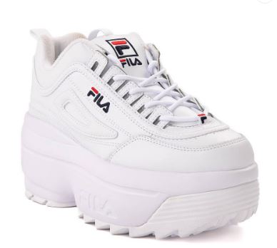 Fila Women's Disruptor Wedge Sneakers : White/Navy/Red