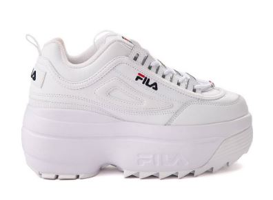 Fila Women's Disruptor Wedge Sneakers : White/Navy/Red