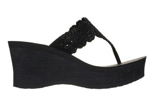 Skechers Women Wedge Sandal Padma - Flower Glitz Sandal: BBK