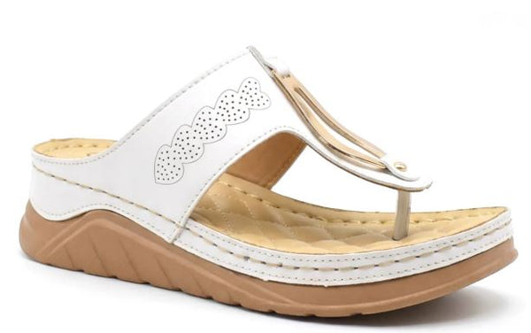 Stefania Italy S20211 THONG Comfort Sandals : WHT - SHOEPOINT.CA
