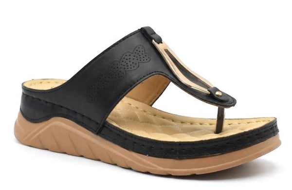 Stefania Italy S20211 THONG Comfort Sandals : BLK - SHOEPOINT.CA