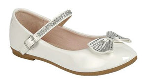 Girls Gloria Bow Party Shoes : WHT