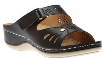 Stefania Italy Women's  Floral SLip On Sandals: BLK - SHOEPOINT.CA