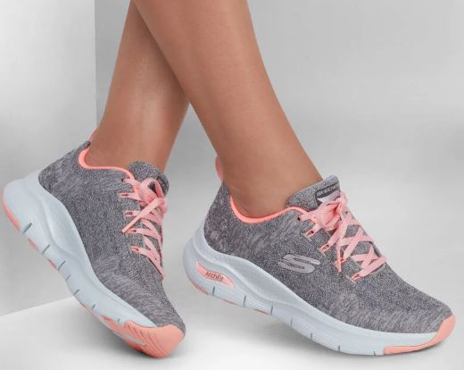 Skechers 149414W GYPK Women's Arch Fit Comfy Wave Sneakers